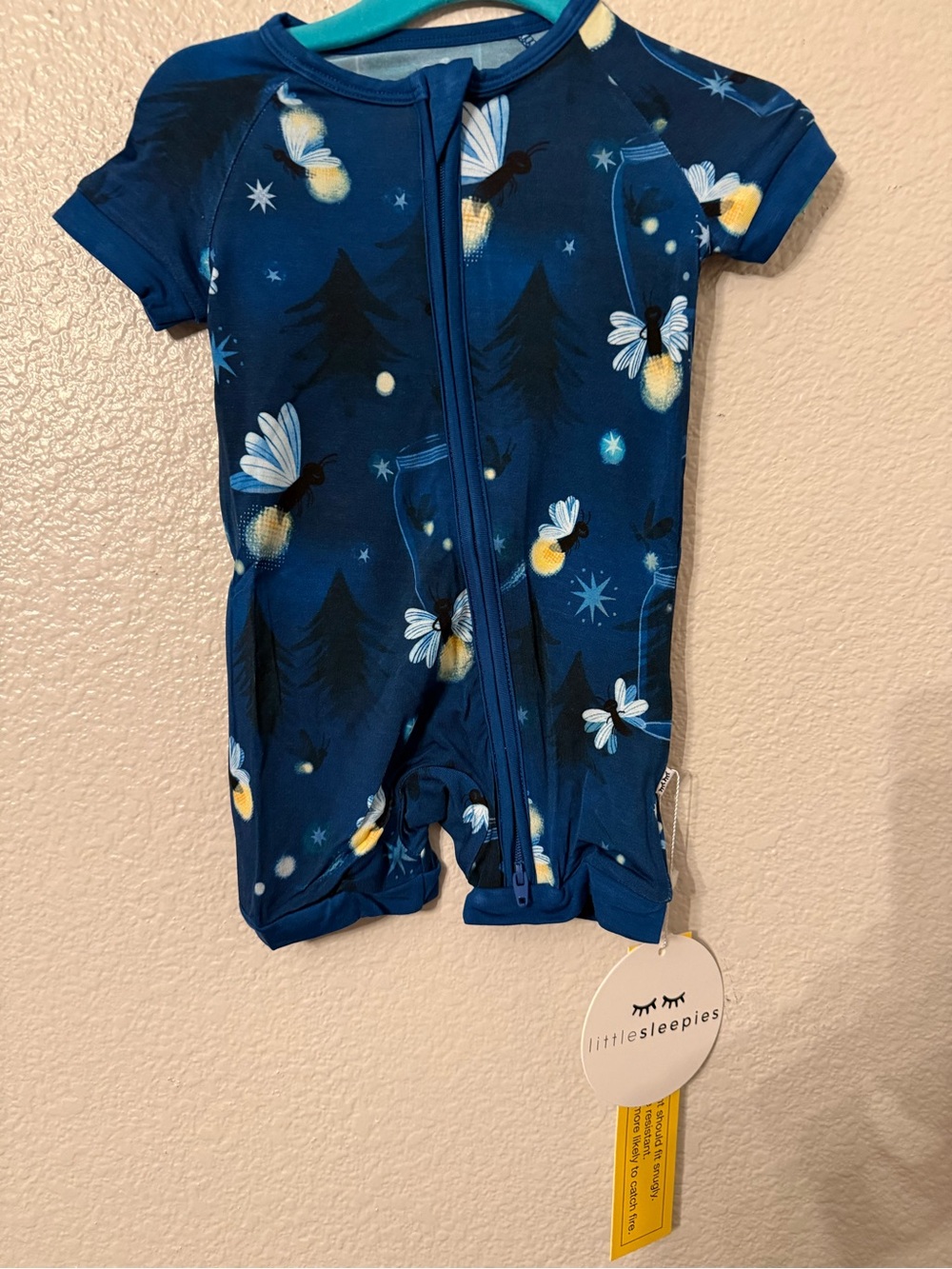 Little Sleepies Navy Blue Firefly Short Sleeve Pajama Romper